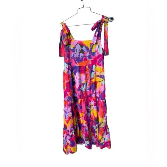 Jude Connally Rose Maxi Dress Size L In Kaleidoscope Floral Tie - Picture 2 of 5
